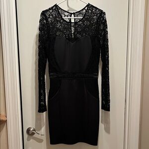 Chic Black Lace Long Sleeve Dress